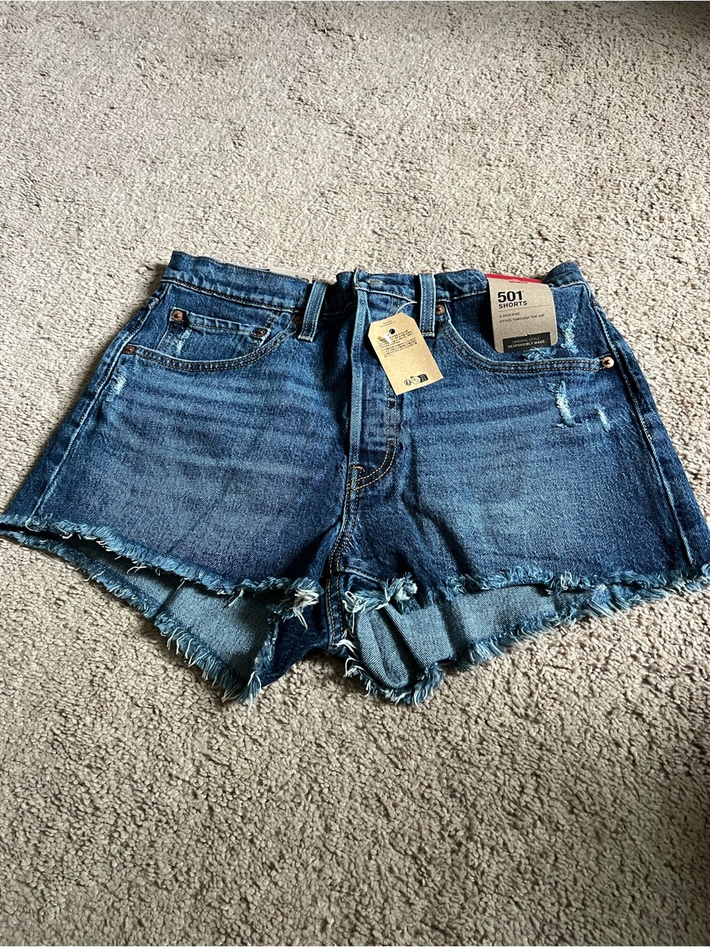 Levi's Denim Cutoff Jean Shorts in Medium Blue